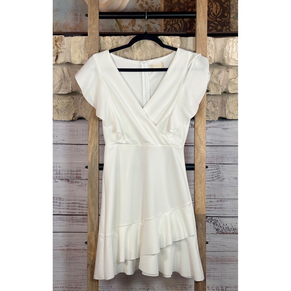 Altard State White Ruffle Wrap Mini Dress Size Small - Picture 3 of 7
